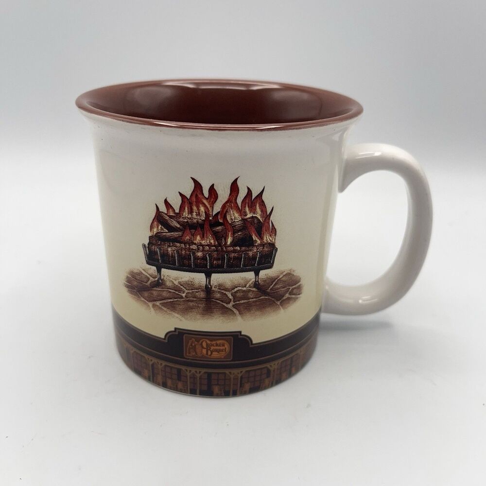Cracker Barrel Coffee Mug Old Country Store Burning Logs 14oz